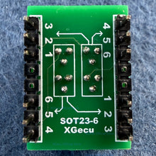 Load image into Gallery viewer, Model: ADP SOT23-6 1-to-1 SOT23-6 test socket / programmer adapter , directly supports SOT23-3/5/6 chips (PIC10Fxx, 24xx, 93xx), only for XGecu T48, T56, and T76 programmers
