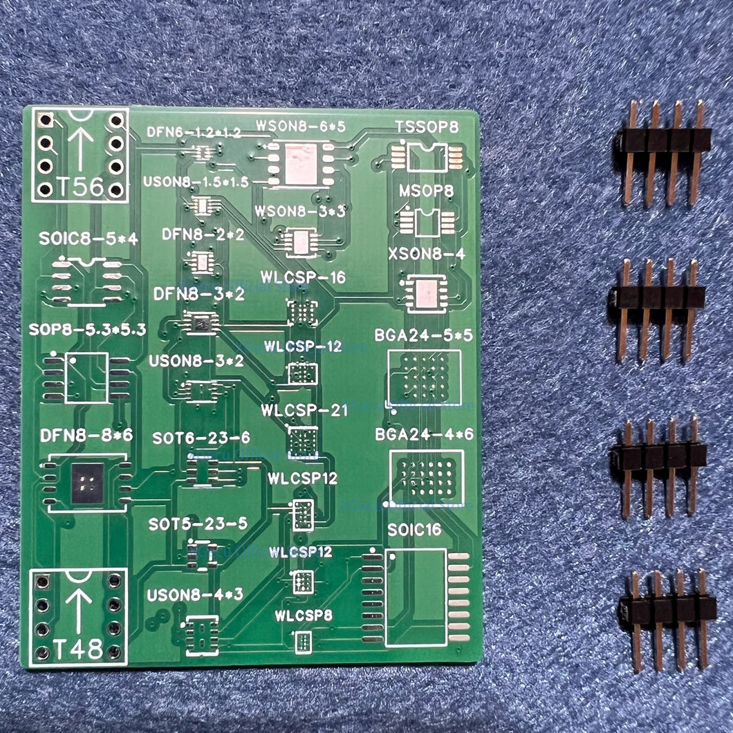 25-in-1 SMD to DIP8 Universal Adapter - Compatible with XGecu T48/T56 Programmers, High-Quality 4-Layer PCB Design, Supports 25 SMD Components Conversion, SOIC8 SOP8 DFN8 USON8 DFN8 SOT5 SOT6 WSON8 WLCSP TSSOP8 MSOP8 XSON8 BGA24 SOIC16